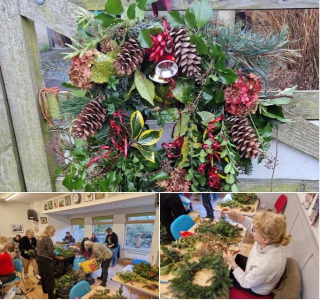 Wreath-making in the Hall, December 2024